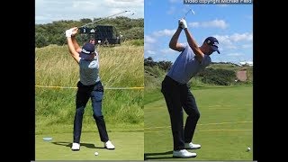 Justin Thomas golf swing  Long Iron faceon amp downtheline July 2017 [upl. by Eiuqnom]