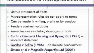 Misrepresentation Lecture 1 of 4 [upl. by Oiracam81]